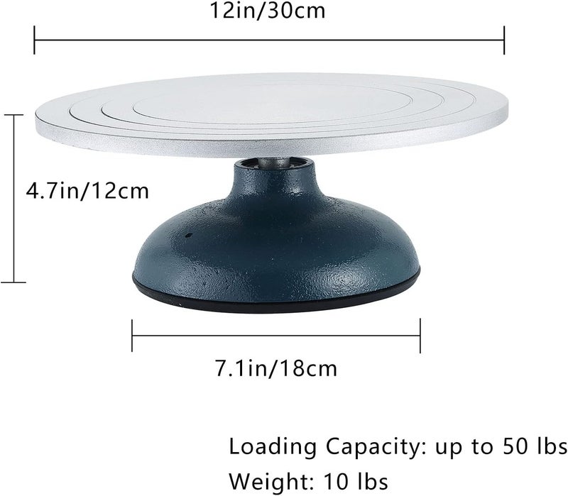 MYFULLY 12'' Diameter Sculpting Pottery Wheel | Heavy Duty Cast Iron Metal Pottery Decorating Banding Wheel with Non-Skid Rubber Boot & Ball Bearings (12" Diameter) - Image 2